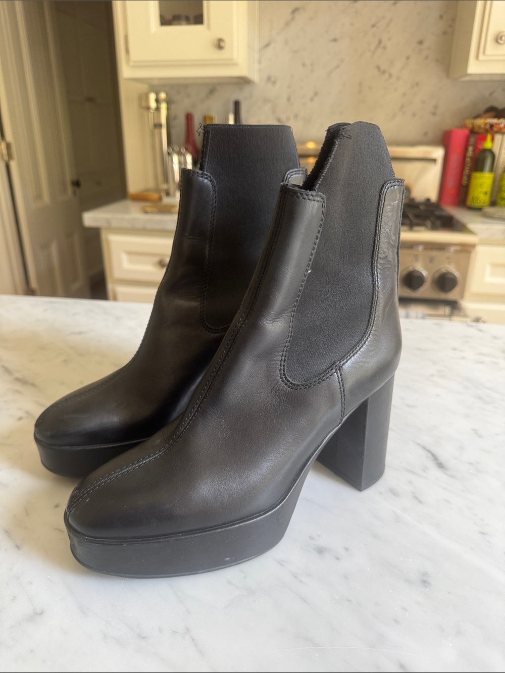 Acne Studios Black Leather Platform Chelsea Boots - Women 38 E 8 US - Picture 5 of 5